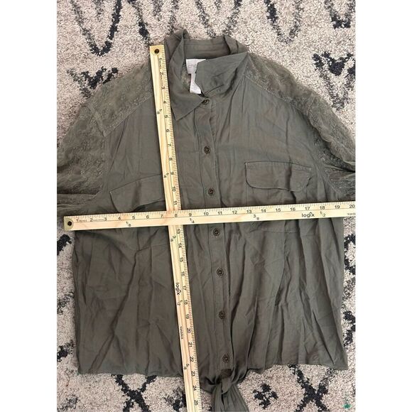 GOOD CONDITION CHICO’S Dreama Lace Button-Down Top size 2 (MEDIUM) green - Picture 9 of 9